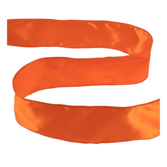 Orange Wire Edge Satin Ribbon 63mm x 3m