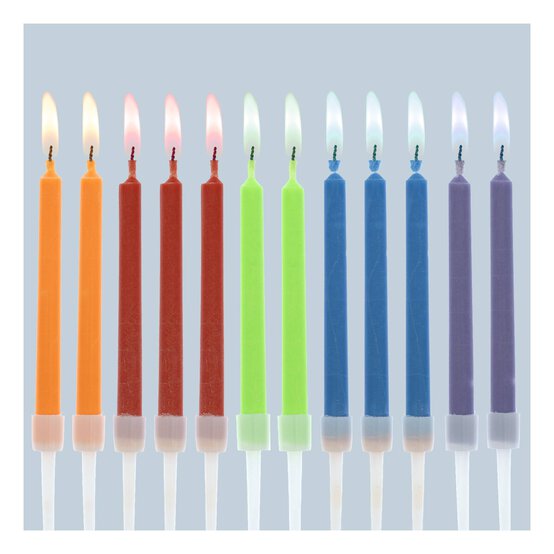 Rainbow Colour Flame Candles 12 Pack