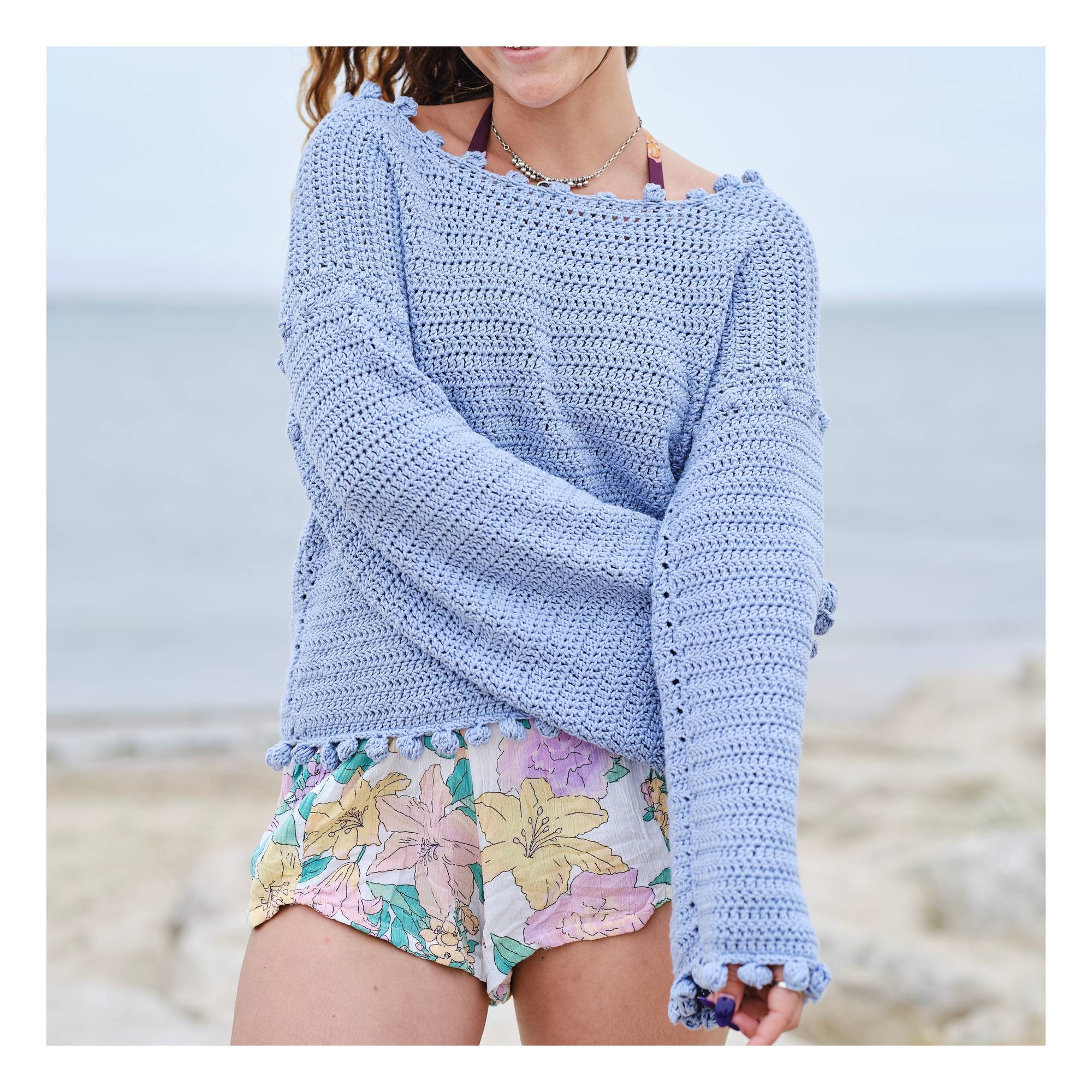 Knitcraft Bobble Trim Crochet Jumper Digital Pattern 0182