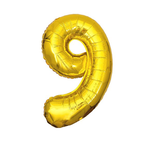 Extra Large Gold Foil Number 9 Balloon