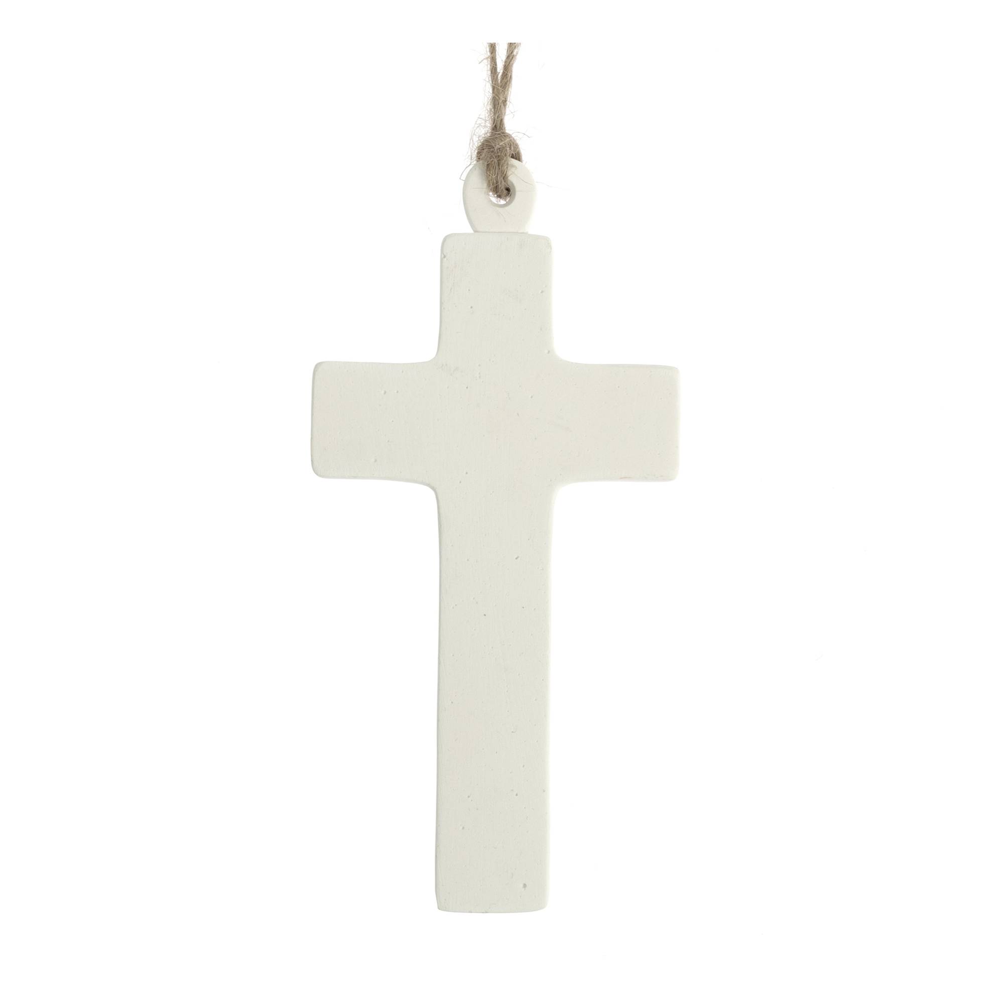 Hanging Plaster Cross Decoration 12cm