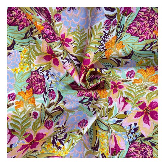 Artisan Flower Market Serene Blooms Cotton Fabric by the Metre