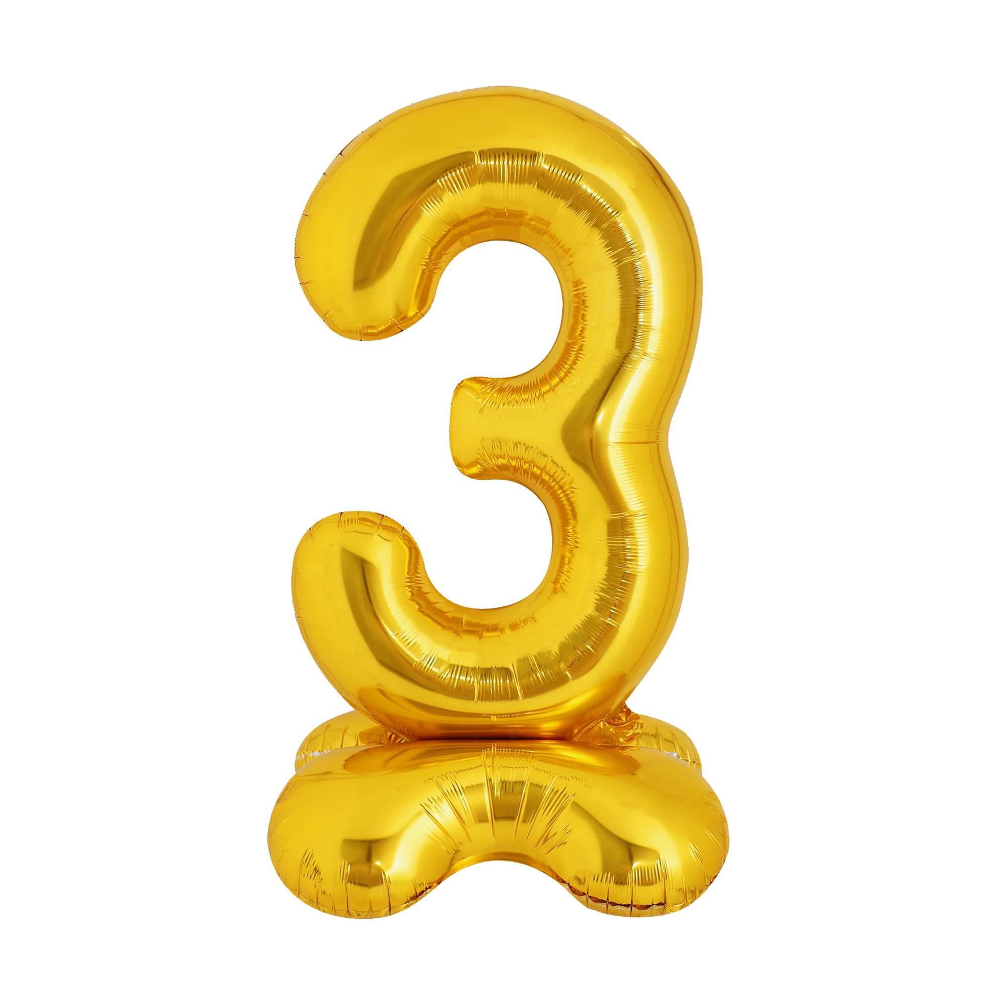 Standing Gold Number 3 Balloon 1m