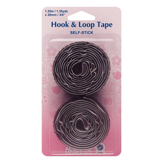 Hemline Black Self Adhesive Hook and Loop 20mm x 1.25m