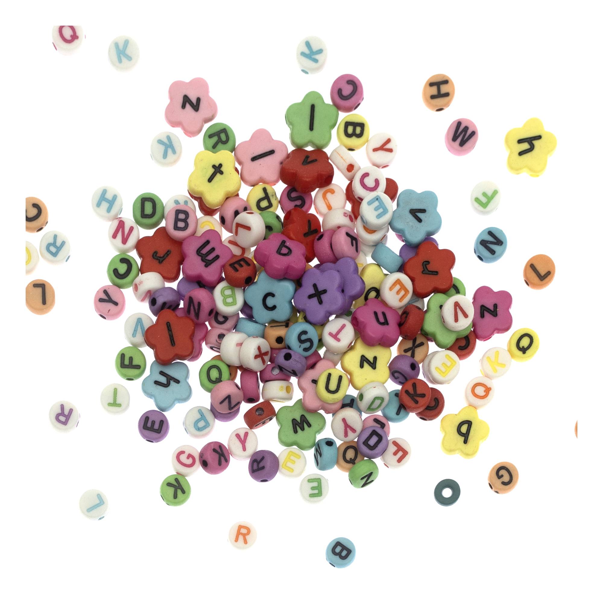 Flower and Alphabet Beads 50g