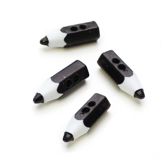 Hemline Black Pencil Crayon Buttons 4 Pack