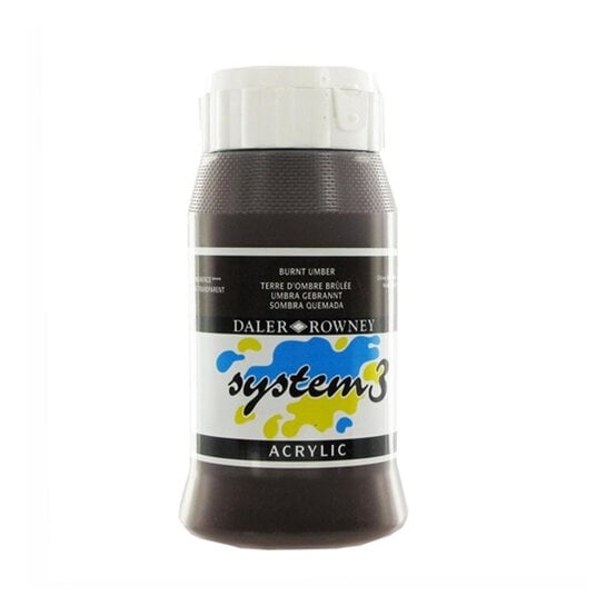 Daler-Rowney System 3 Burnt Umber Acrylic Paint 500ml