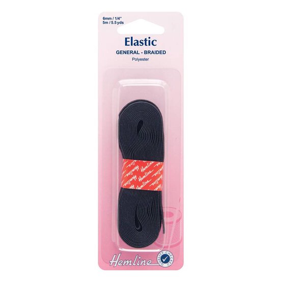 Hemline Black Elastic 6mm x 5m
