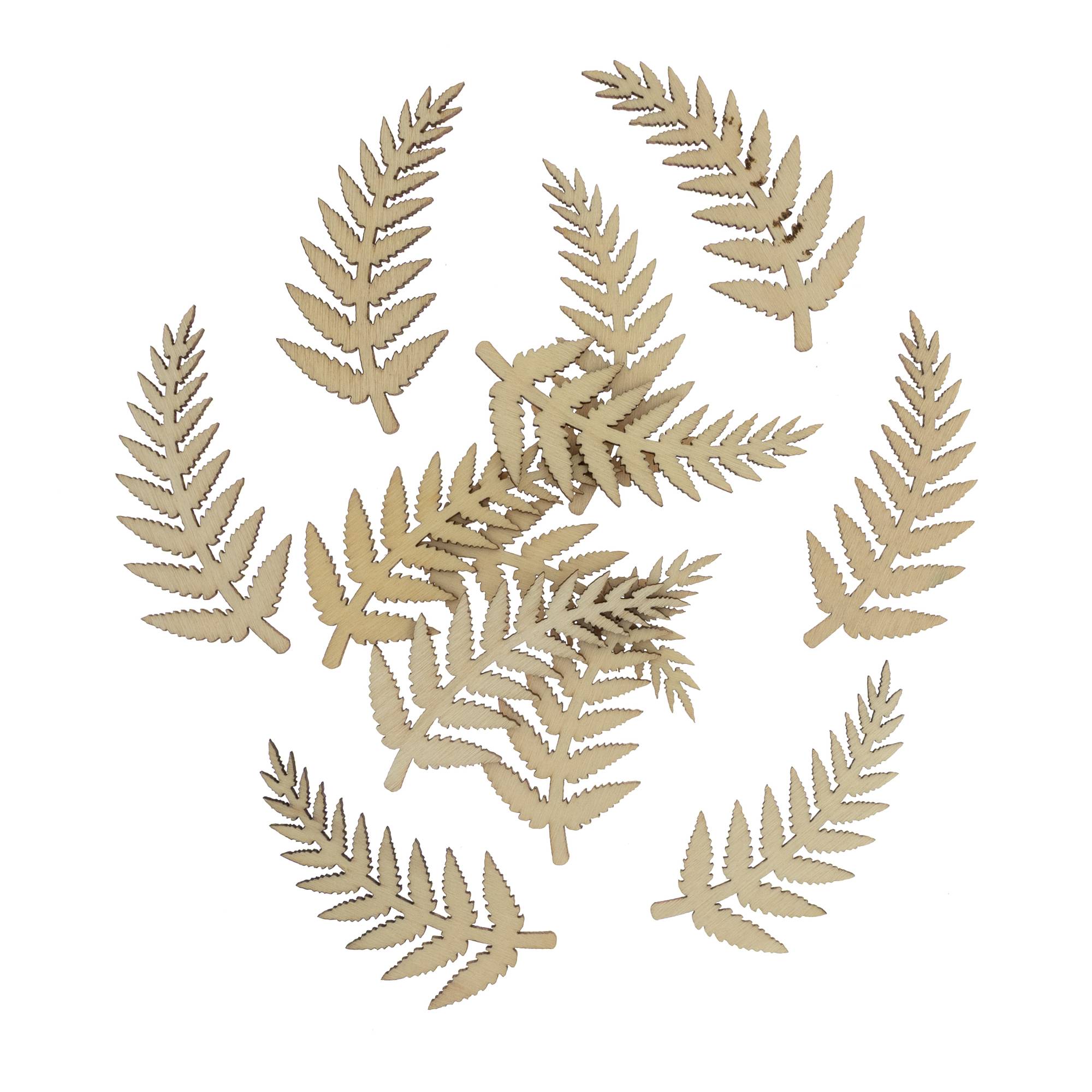 Fern Leaf Wooden Toppers 12 Pack