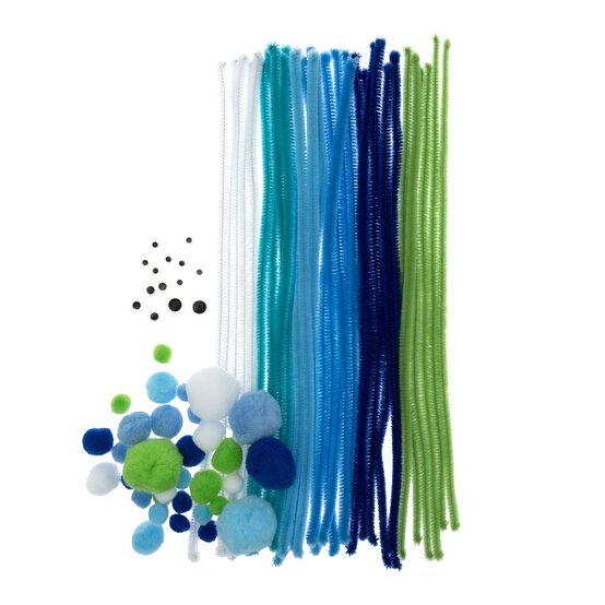 Ocean Pipe Cleaners and Pom Poms Craft Pack 80 Pieces