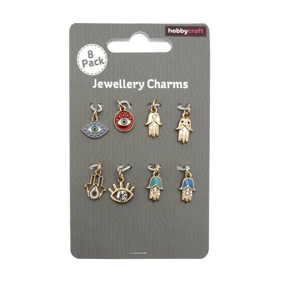 Gold Eye and Hand Jewellery Charms 12 Pack