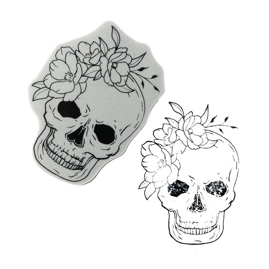 Floral Skull Tattoo Cling Stamp