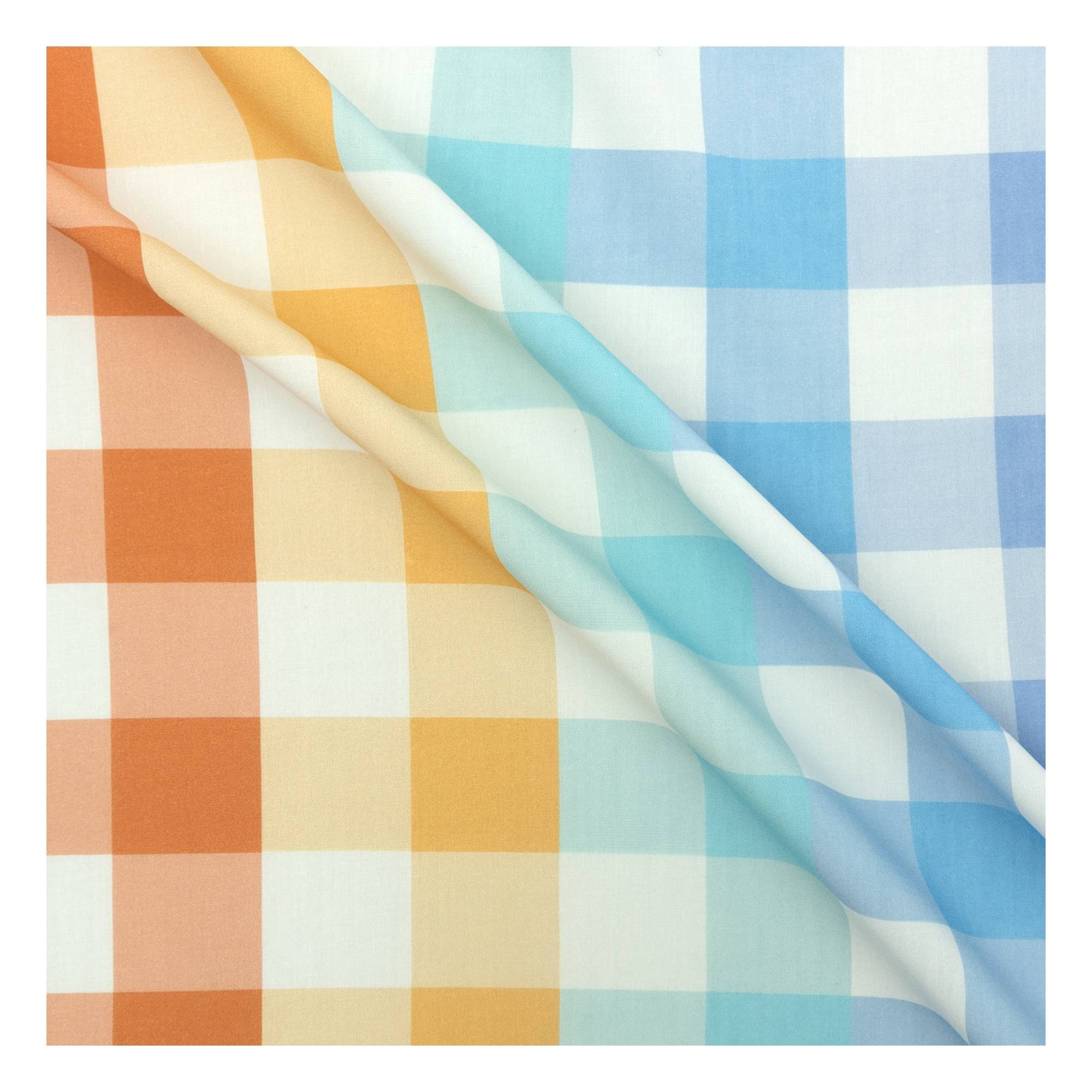 Large Rainbow Gingham Viscose Fabric by the Metre