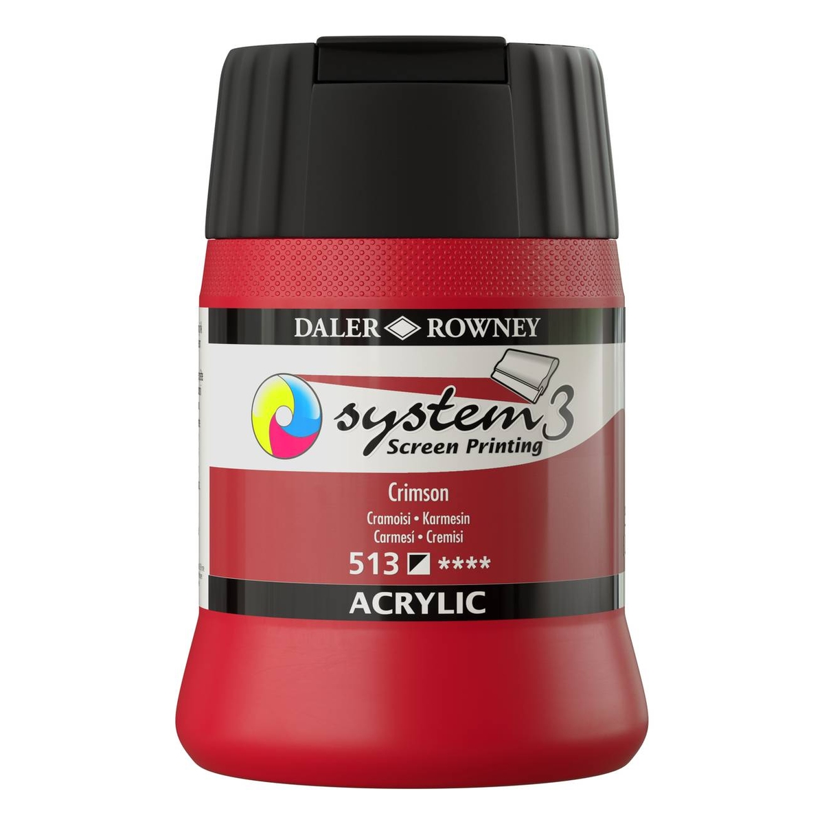 Daler-Rowney System3 Crimson Screen Printing Acrylic Ink 250ml