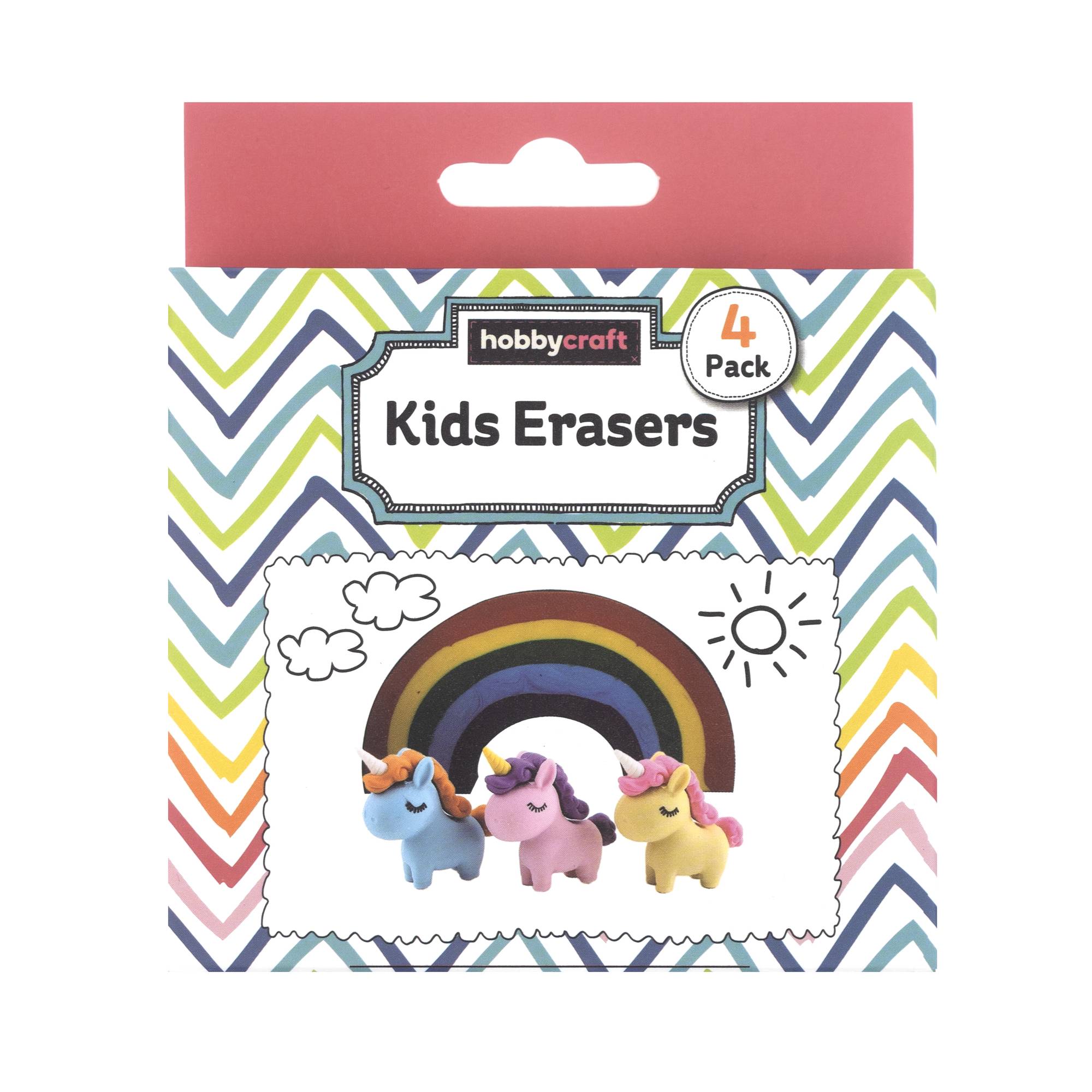 Unicorn and Rainbow Erasers 4 Pack