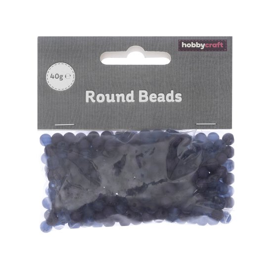 Blue Round Plastic Beads 6mm 40g