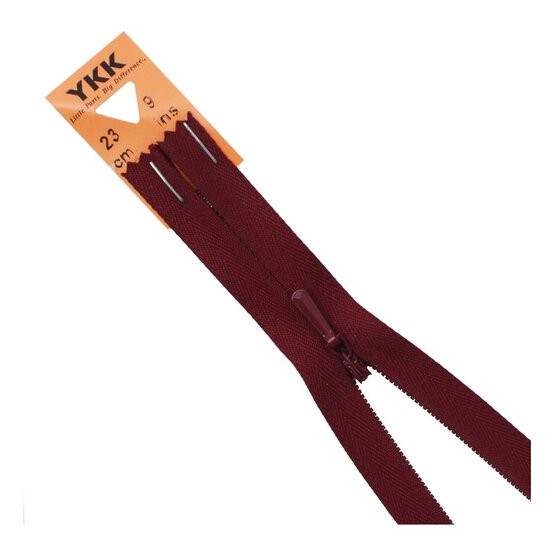 YKK Dark Wine Concealed Zip 23cm