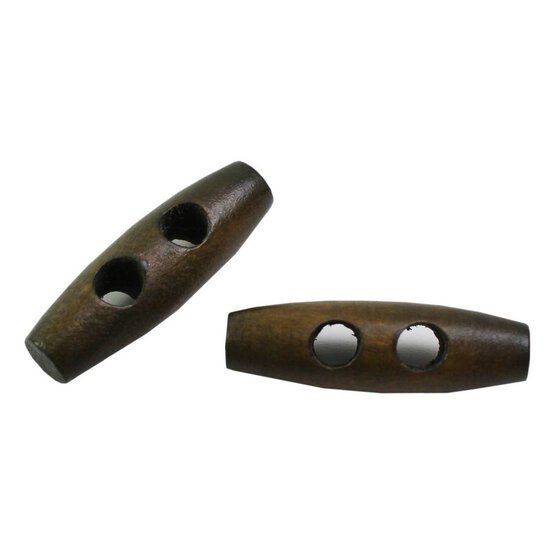 Hemline Dark Brown Woodtune Toggles 40mm 2 Pack
