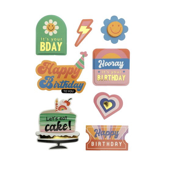 Birthday Flower Card Toppers 8 Pack