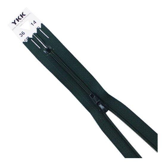 YKK Bottle Green Dress and Skirt Zip 36cm