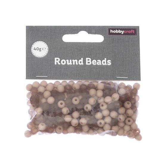 Beige Round Plastic Beads 6mm 40g
