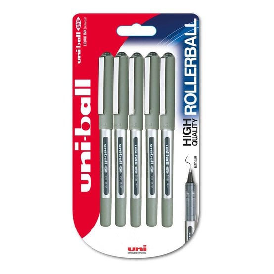 Uni-ball Black Eye Fine Rollerball Pen 5 Pack