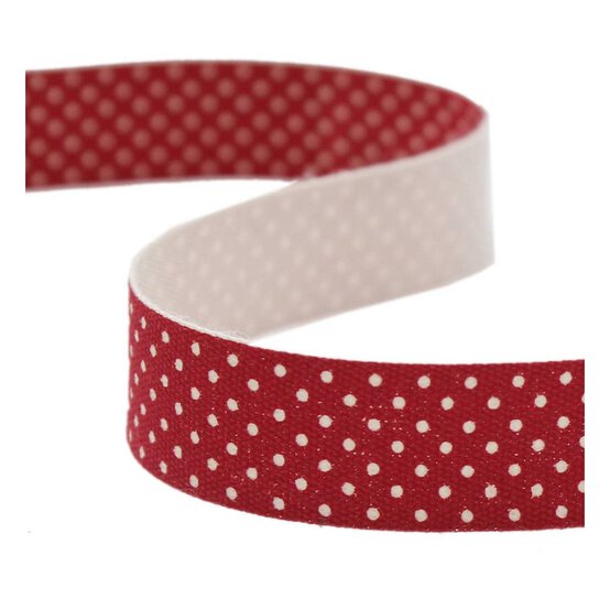 Red Printed Cotton Ribbon 15mm x 5m