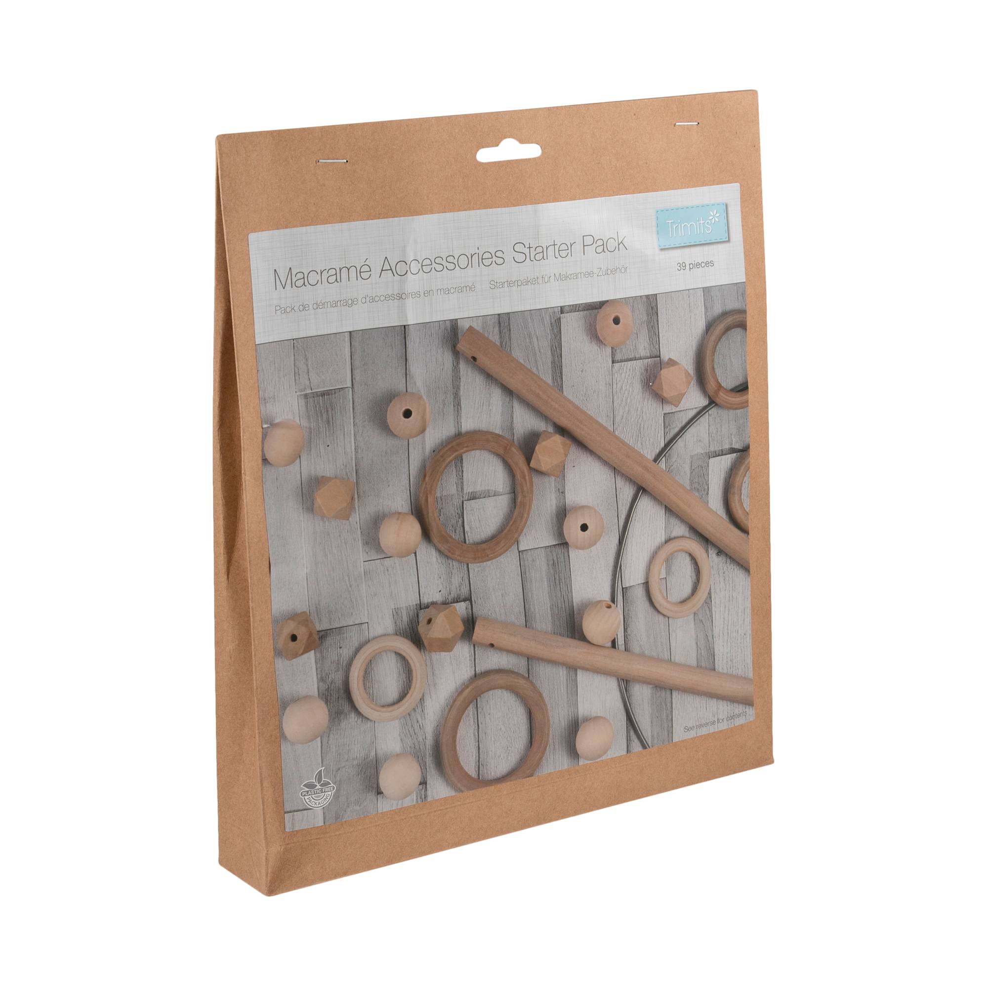 Trimits Macram&eacute; Wooden Accessory Starter Kit 39 Pieces