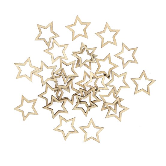 Wooden Hollow Star Confetti 24 Pieces