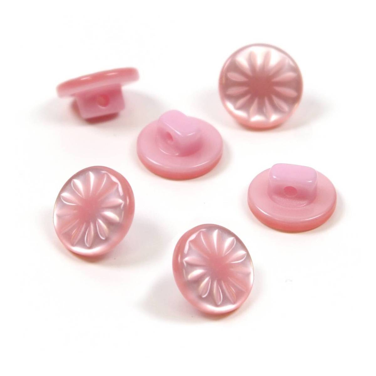 Hemline Pink Basic Cut Flower Button 6 Pack