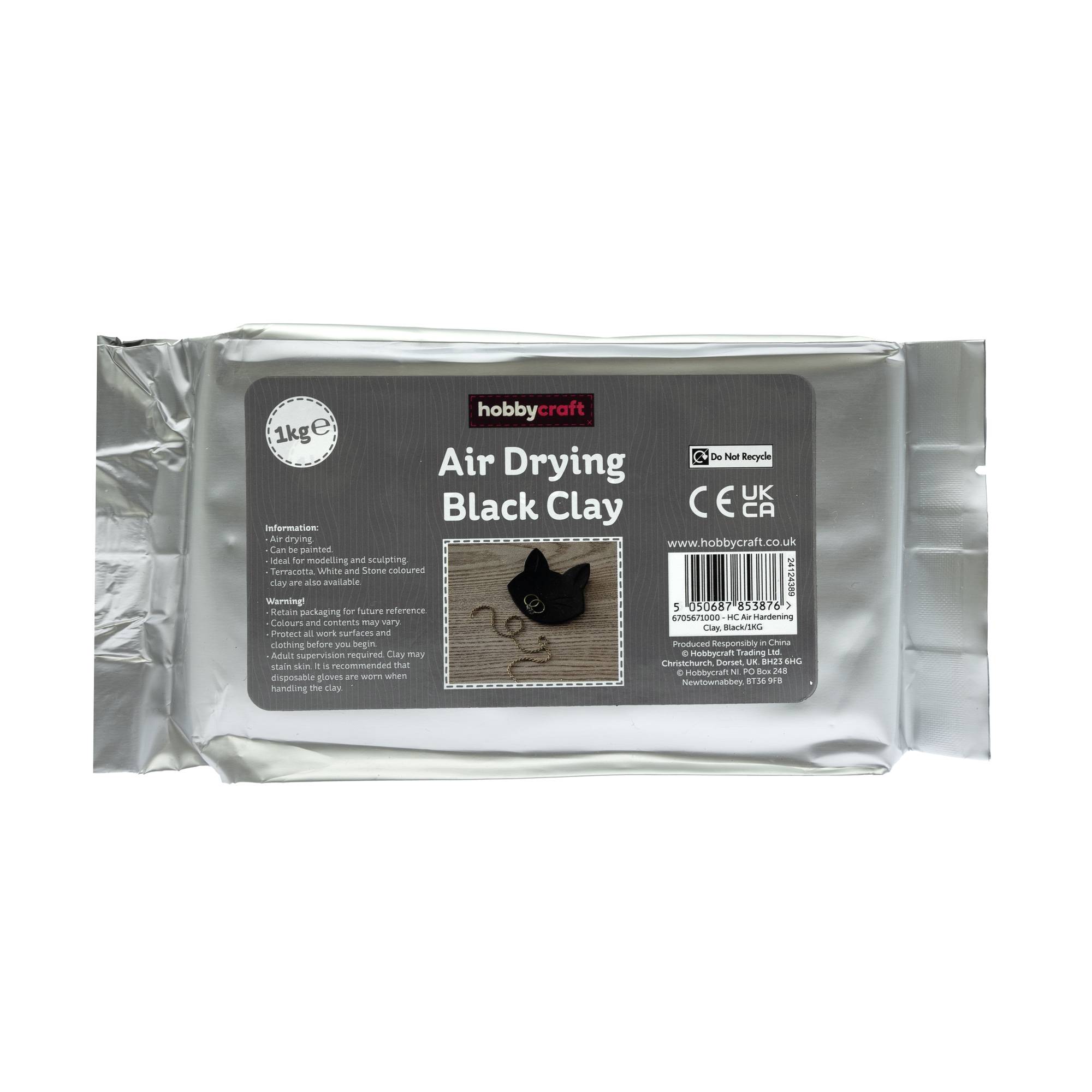 Black Air Drying Clay 1kg
