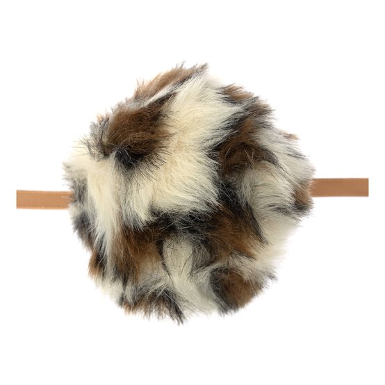Natural Leopard Faux Fur Pom Pom 11cm