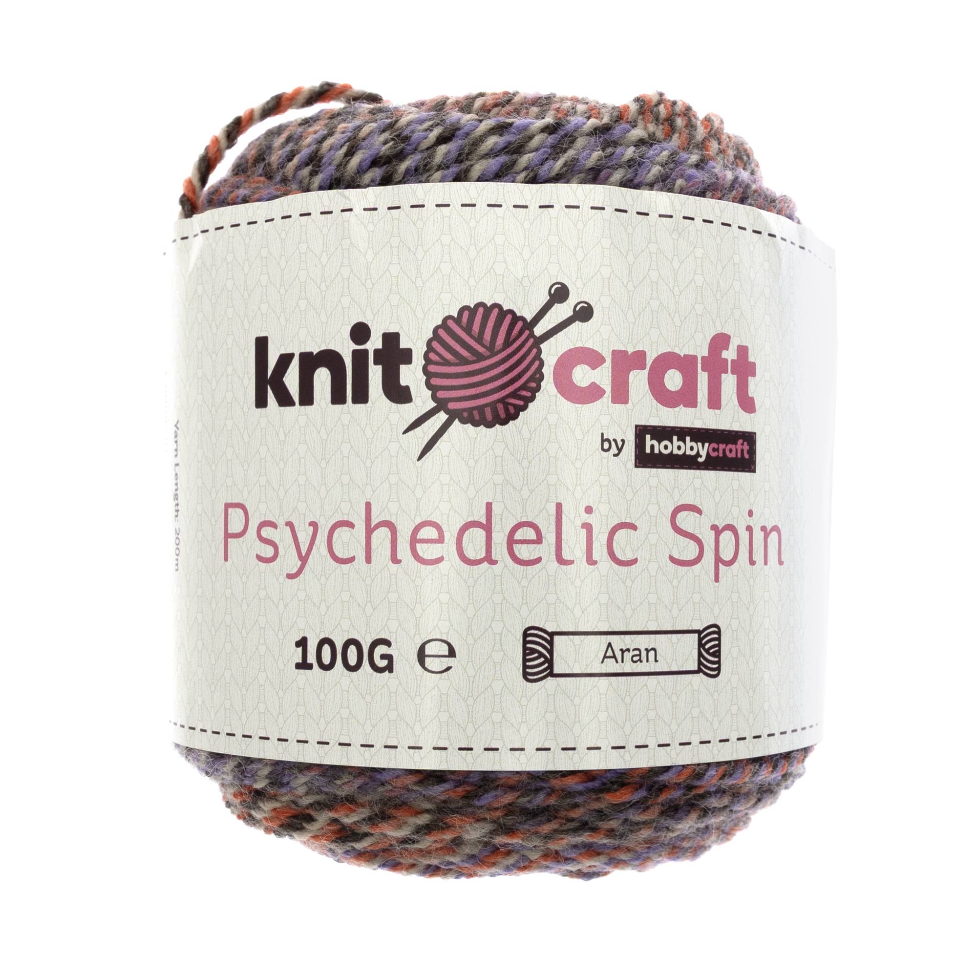 Knitcraft Purple and Grey Psychedelic Spin 100g