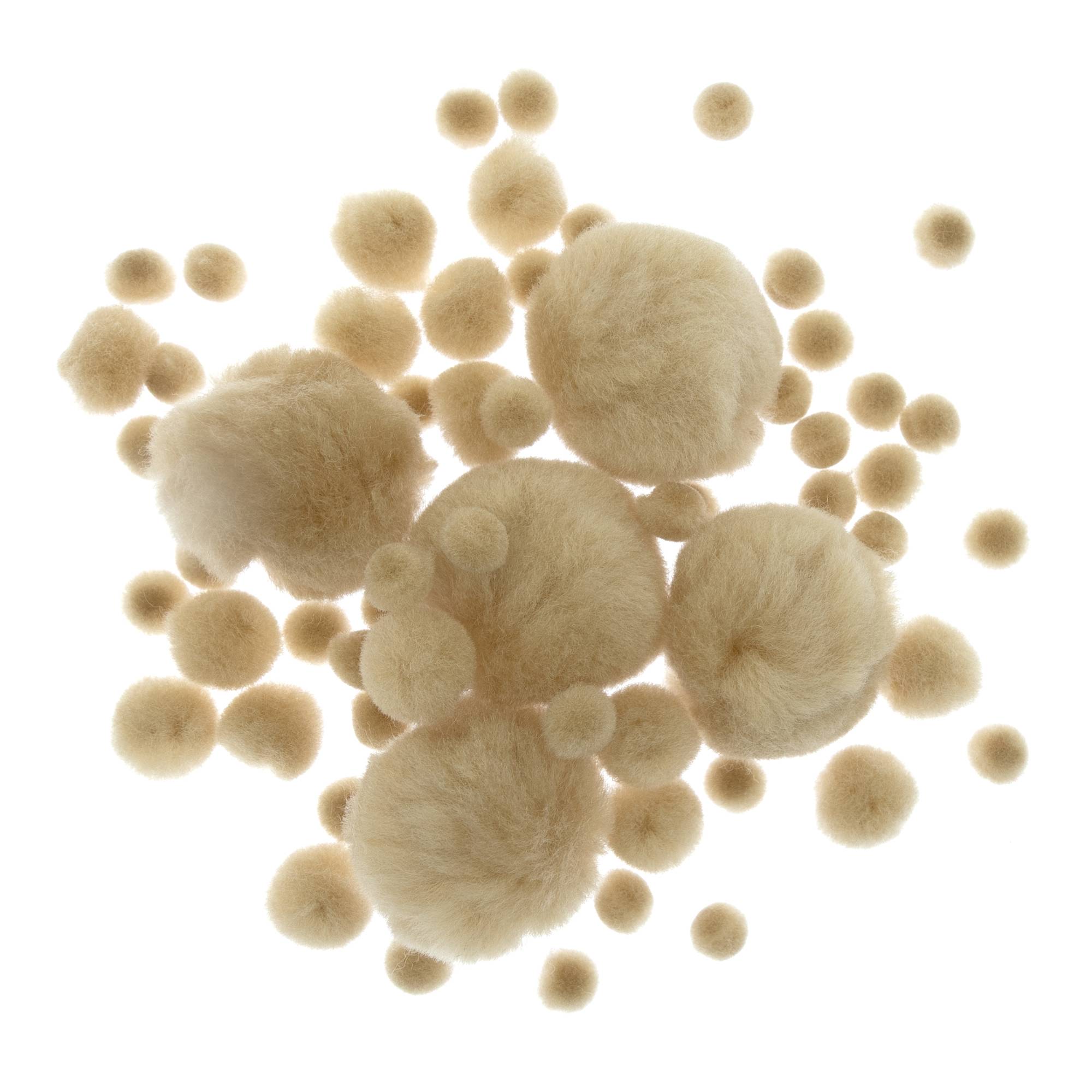 Cream Pom Poms 60 Pack