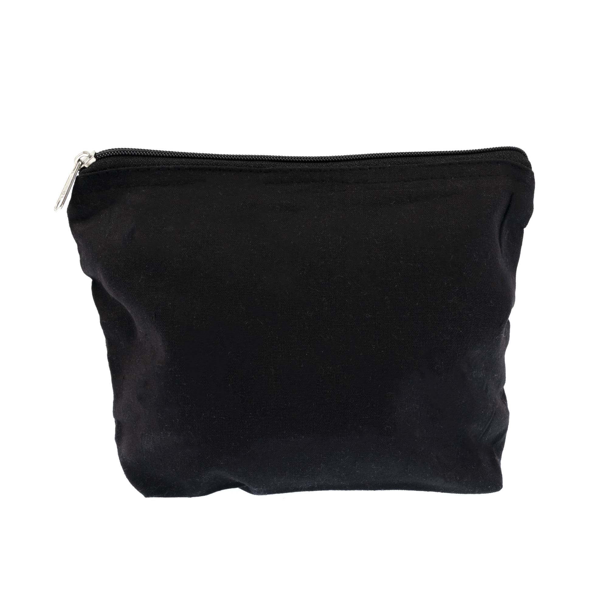 Black Cotton Zip Pouch 24cm x 17cm