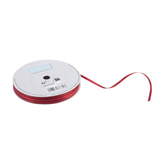 Trimits Red Double-Faced Satin Ribbon by the Metre 3mm