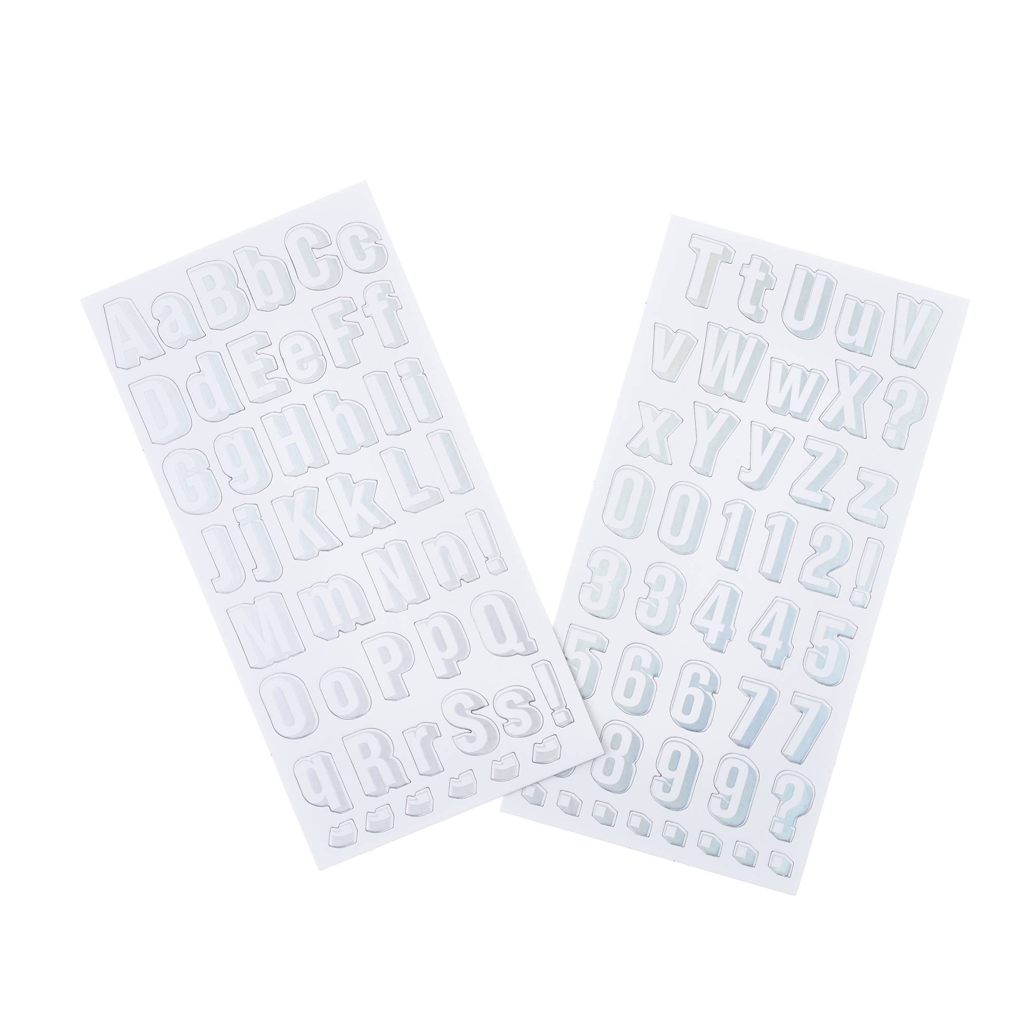 Silver Holographic Alphabet Chipboard Stickers 90 Pieces