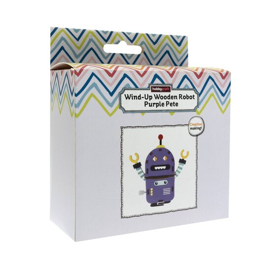 Wind-Up Wooden Robot Purple Pete