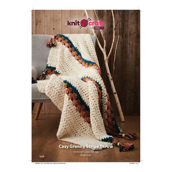 Knitcraft Cosy Granny Stripe Throw Digital Pattern 0238