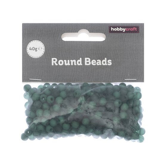 Deep Green Round Plastic Beads 6mm 40g