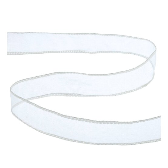 Silver Wire Edge Organza Ribbon 25mm x 3m