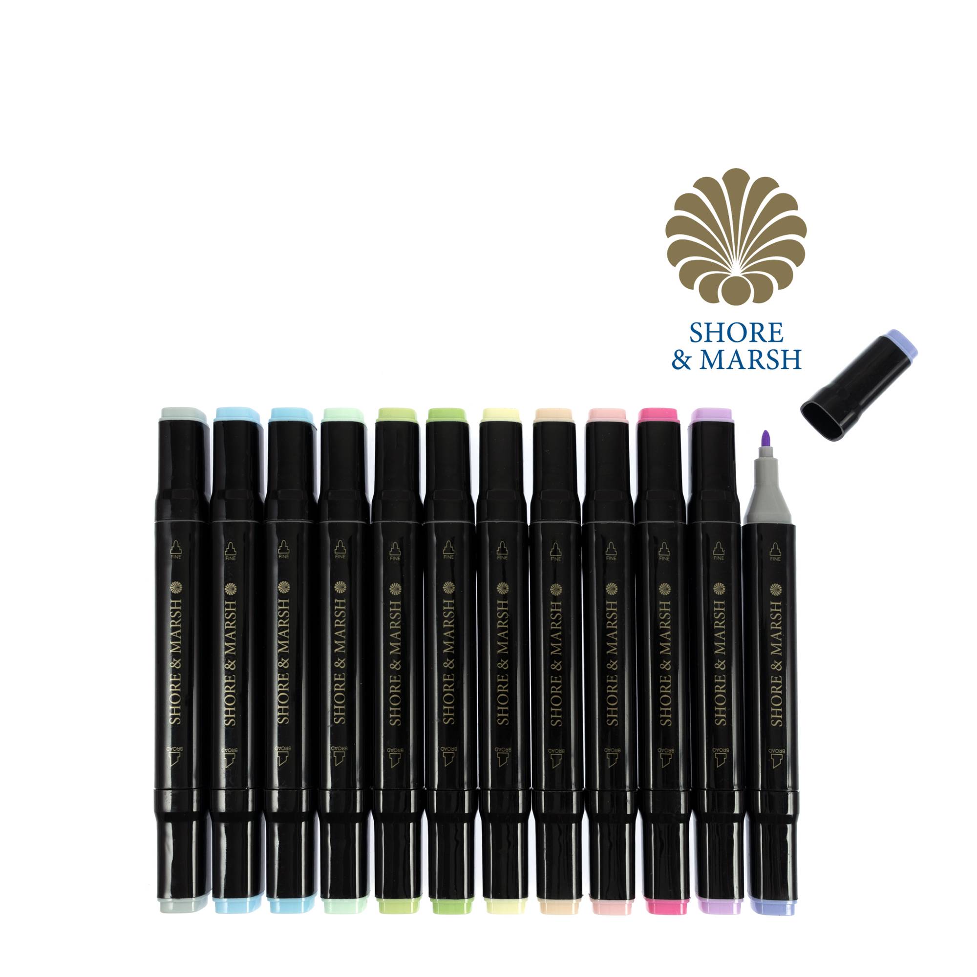 Shore & Marsh Pastel Dual Tip Art Markers 12 Pack