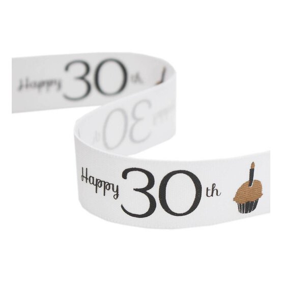 Happy 30th Satin Ribbon 16mm x 4m