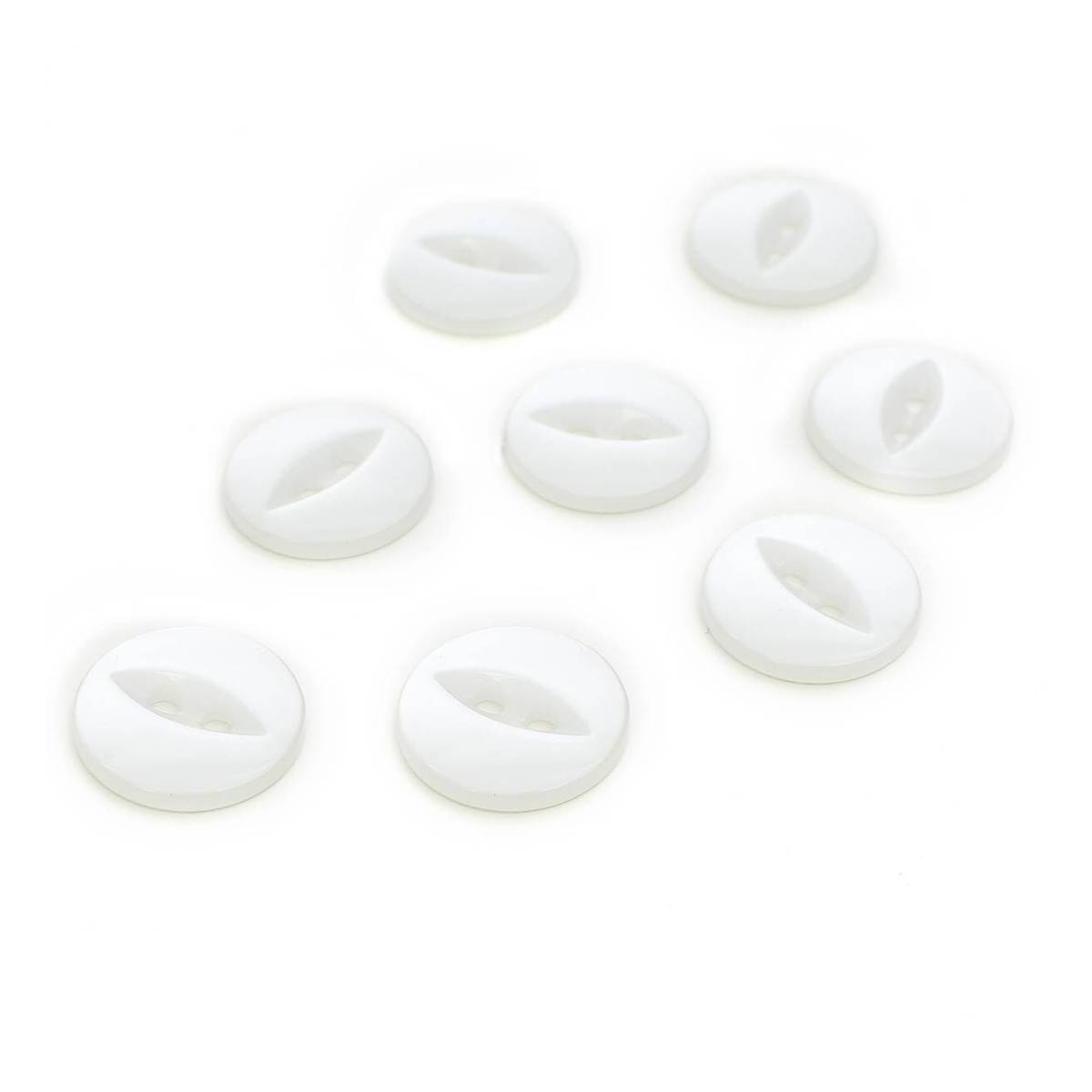 Hemline White Basic Fish Eye Button 8 Pack