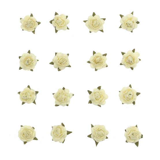 Ivory Pearl Micro Rose Flowers 16 Pack