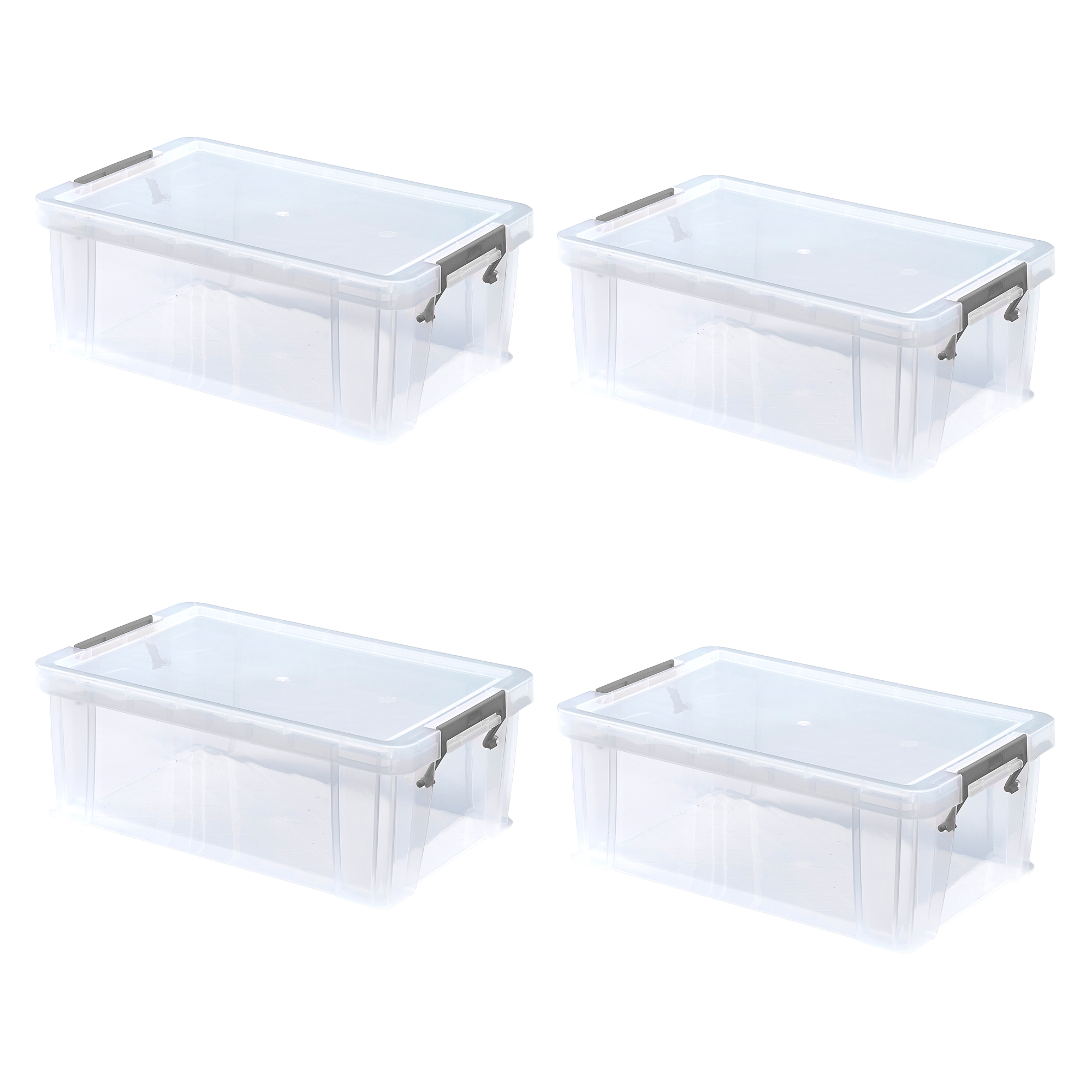 Whitefurze Allstore 10 Litre Clear Storage Box 4 Pack Bundle