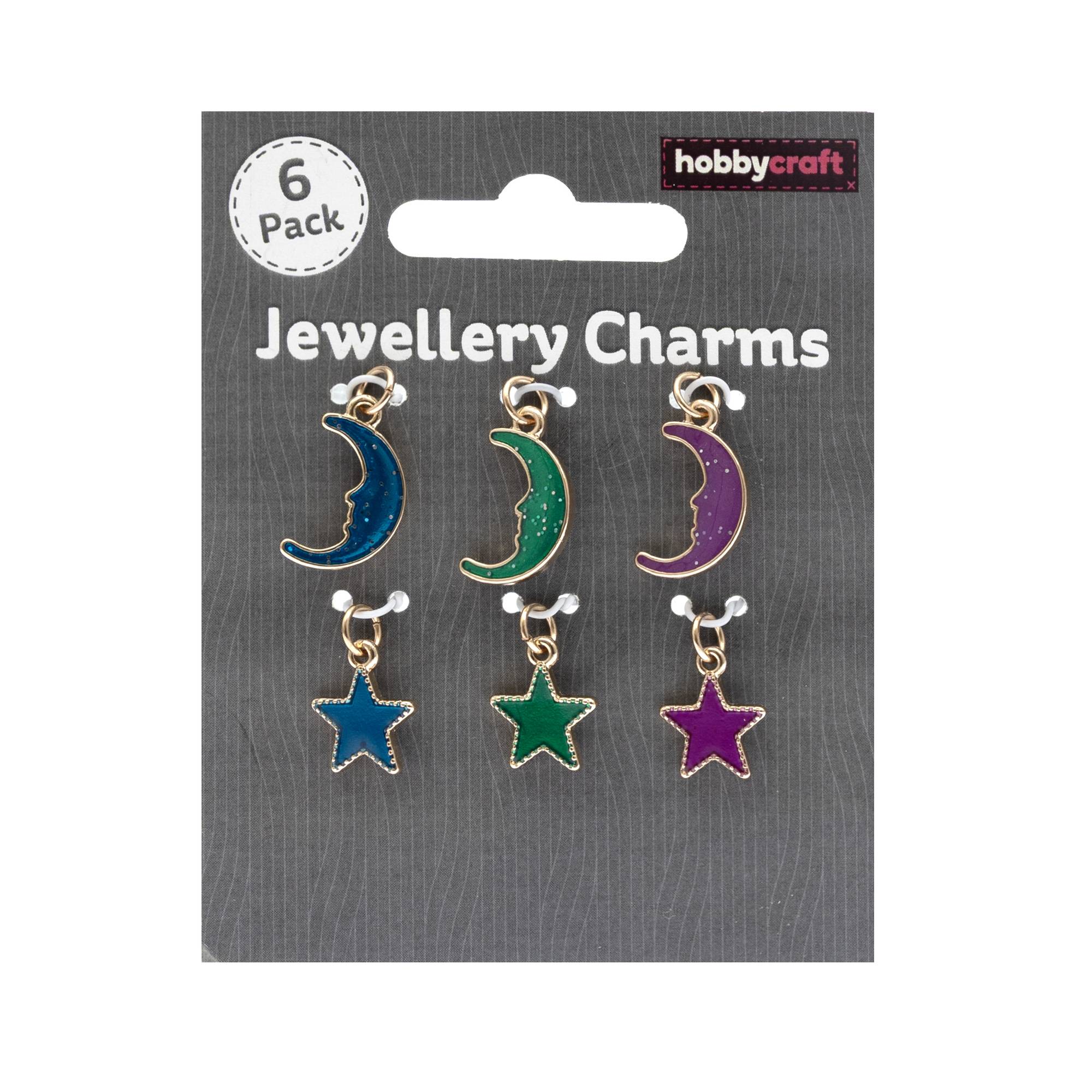 Gold Moon and Star Jewellery Charms 6 Pack
