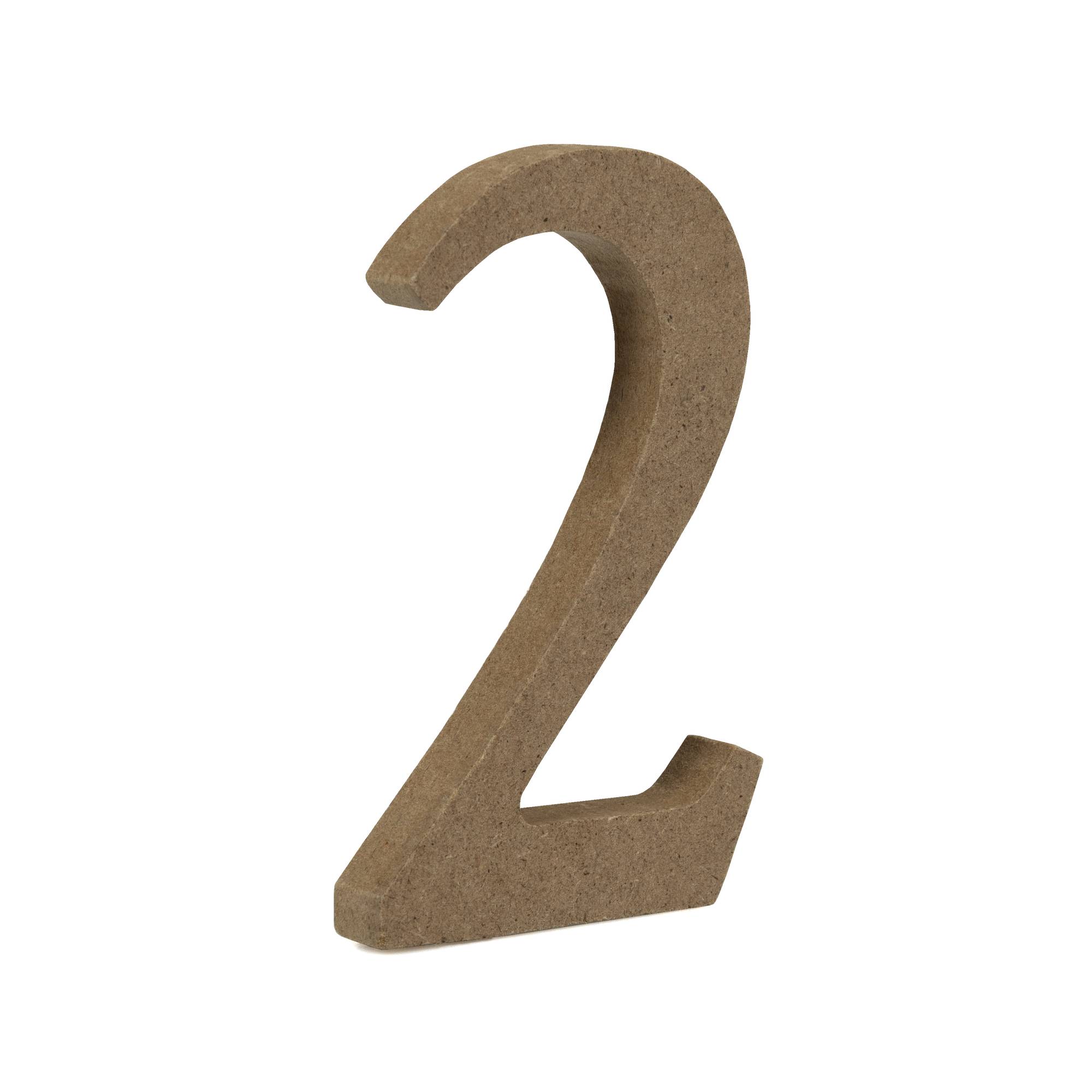 Mini MDF Wooden Number 2 8cm