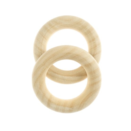 Natural Birch Wood Macram&eacute; Rings 5cm 2 Pack