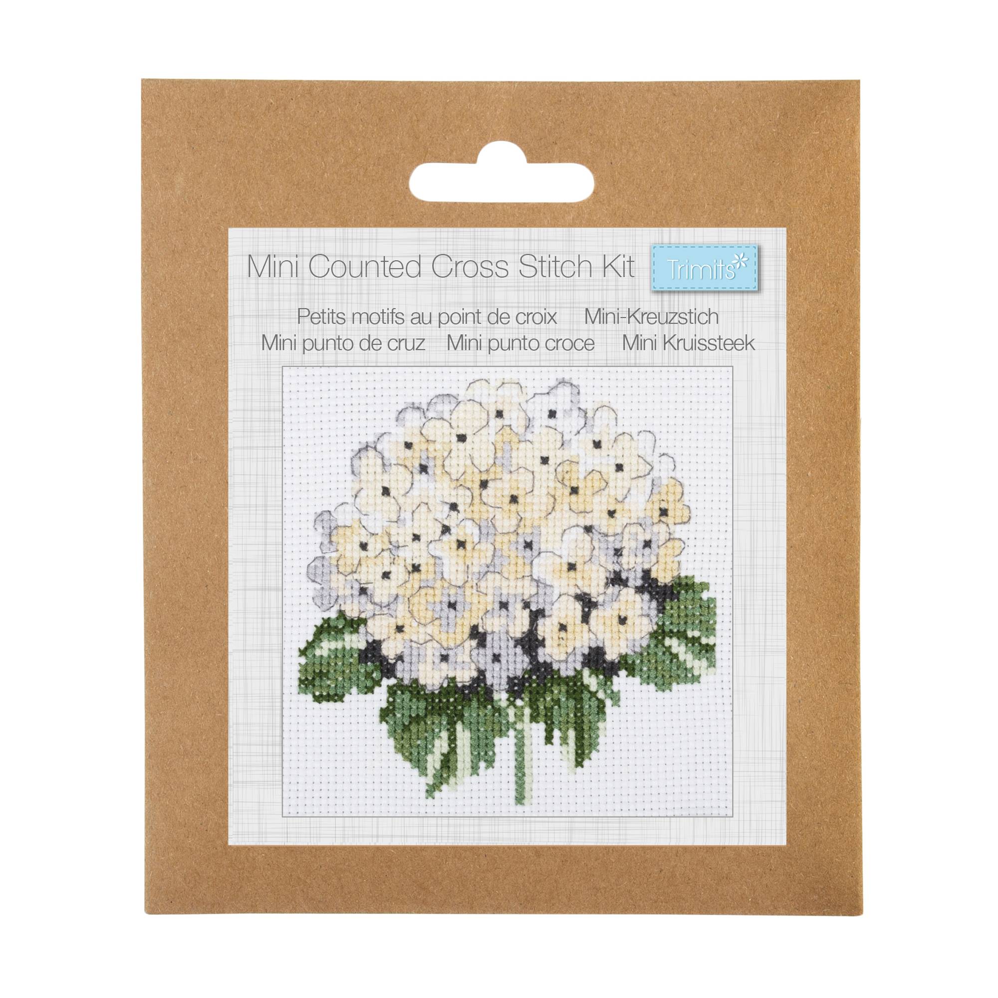 Trimits Hydrangea Counted Cross Stitch Kit 13cm x 13cm